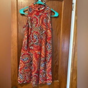 High Neck Red Paisley Floral Flowy Tent Dress 🌺🌺🌺